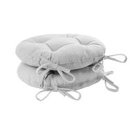 Harbour Housewares Grey Seat Pads for Dining Chairs - 40 x 40cm - Pack of 2 - Round Garden Seat Cushions with Ties Soft Padded Pillow Indoor Kitchen Cushion Outdoor Patio Garden Chair Pads