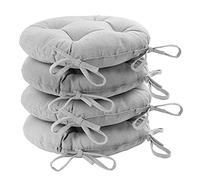 Harbour Housewares Grey Seat Pads for Dining Chairs - 40 x 40cm - Pack of 4 - Round Garden Seat Cushions with Ties Soft Padded Pillow Indoor Kitchen Cushion Outdoor Patio Garden Chair Pads