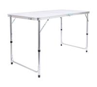 Harbour Housewares Height Adjustable Aluminium Folding Picnic Table - 120cm (4ft) - White, White