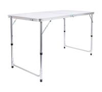 Harbour Housewares Height Adjustable Aluminium Folding Picnic Table - 120Cm (4Ft) - White - Portable Outdoor Garden Camping