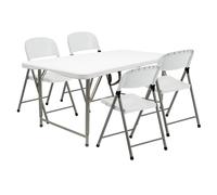 Harbour Housewares Height Adjustable Folding Camping Picnic Table & Chair Set - 120cm (4ft) - White Harbour Housewares White
