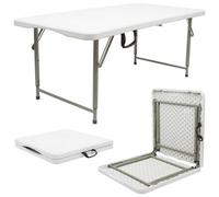 Harbour Housewares Height Adjustable Folding Trestle Table - 120Cm (4Ft) - White - Heavy Duty Portable Indoor & Outdoor