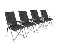 Harbour Housewares High Back Padded Camping Chairs - Set Of 2 Black Folding Reclining Garden Beach Fishing Picnic Seats Carry Bags