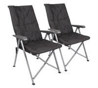 Harbour Housewares High Back Padded Camping Chairs - Set Of 4 Black Folding Reclining Garden Beach Fishing Picnic Seats Carry Bags