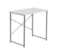 Harbour Housewares Industrial Office Desk 80Cm White Wooden Top Steel Frame Home Study Table