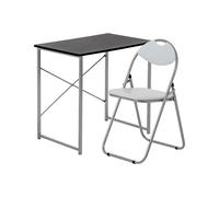 Harbour Housewares Industrial Office Desk & Black Chair Set in White Harbour Housewares White