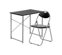Harbour Housewares Industrial Office Desk & Chair Set - Black/black - Durable Compact Wooden Computer Bedroom Study Desk & Chair