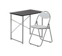 Harbour Housewares Industrial Office Desk & Chair Set - Black/white - Durable Compact Wooden Computer Bedroom Study Desk & Chair