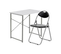 Harbour Housewares Industrial Office Desk & Chair Set - White/black - Durable Compact Wooden Computer Bedroom Study Desk & Chair