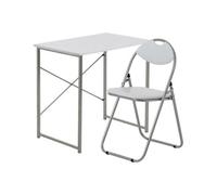Harbour Housewares Industrial Office Desk & Chair Set - White/white - Durable Compact Wooden Computer Bedroom Study Desk & Chair