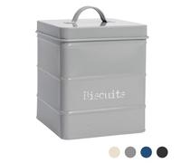Harbour Housewares Kitchen Biscuit Tin - Grey - Vintage Metal Cookie Jar Canister Caddy