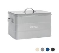 Harbour Housewares Kitchen Bread Bin - Grey - Vintage Metal Storage Caddy Tin Canister