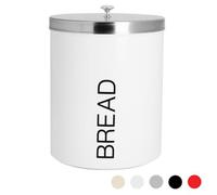 Harbour Housewares Kitchen Bread Bin - White - Round Metal Storage Caddy Tin Canister