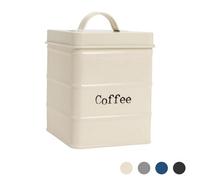 Harbour Housewares Kitchen Coffee Canister - Cream - Vintage Metal Storage Caddy Tin Jar