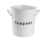 Harbour Housewares Kitchen Compost Bin - White - Countertop Bucket Waste Pail With Lid & Plastic Inner