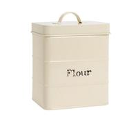 Harbour Housewares Kitchen Flour Canister - Cream - Vintage Metal Storage Caddy Tin Jar