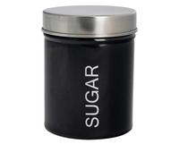 Harbour Housewares Kitchen Sugar Canister - Black - Round Metal Storage Caddy Tin Jar