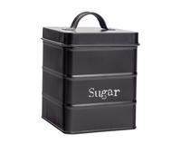 Harbour Housewares Kitchen Sugar Canister - Black - Vintage Metal Storage Caddy Tin Jar