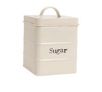 Harbour Housewares Kitchen Sugar Canister - Cream - Vintage Metal Storage Caddy Tin Jar