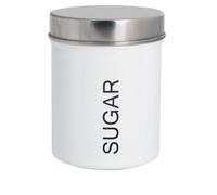Harbour Housewares Metal Sugar Storage Canister - White - 1x Round Retro Food Storage Canister Sugar Caddy Food Preservation Container Tin with Airtight Fit Lid for Kitchen Organisation & Home Décor