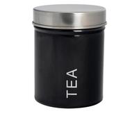 Harbour Housewares Kitchen Tea Canister - Black - Round Metal Storage Caddy Tin Jar