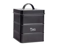 Harbour Housewares Kitchen Tea Canister - Black - Vintage Metal Storage Caddy Tin Jar