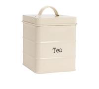 Harbour Housewares Kitchen Tea Canister - Cream - Vintage Metal Storage Caddy Tin Jar