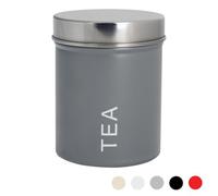 Harbour Housewares Kitchen Tea Canister - Grey - Round Metal Storage Caddy Tin Jar