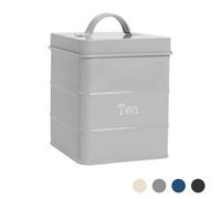 Harbour Housewares Kitchen Tea Canister - Grey - Vintage Metal Storage Caddy Tin Jar