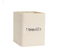 Harbour Housewares Kitchen Utensils Canister - Cream - Vintage Metal Storage Caddy Tin Jar