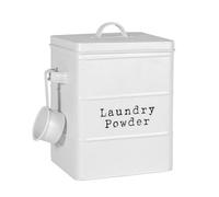 Harbour Housewares Laundry Powder Canister - White - Vintage Metal Home Kitchen Canister Tin Box Utility Laundry Storage