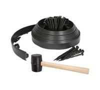 Harbour Housewares Lawn Edging Kit 10M X 4Cm Black Plastic With 40 Pegs & Mallet For Easy Garden Border Installation