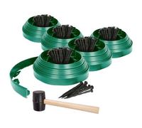 Harbour Housewares Lawn Edging Kit 50M X 4Cm Green Plastic Border With 200 Pegs & Mallet - Garden Path & Bed Divider