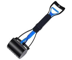 Harbour Housewares Long Handle Pooper Scooper - 60cm - Blue - 1x Portable Foldable Plastic Outdoor Garden Dog Cat Pet Poop Poo Litter Scoop Picker Grabber Bin Rake Shovel
