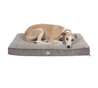 Harbour Housewares Medium Waterproof Dog Bed - Grey - Orthopaedic Egg Crate Foam Mattress, Sherpa Cover, Non-Slip Base, Washable, Joint Support, Comfortable Cozy Pet Bed