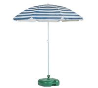 Harbour Housewares Metal Beach Parasol & Base Set - 1.74 X 1.93M - Blue Stripe/green
