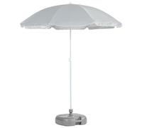 Harbour Housewares Metal Beach Parasol & Base Set - 1.74 X 1.93M - Grey/grey