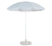 Harbour Housewares Metal Beach Parasol & Base Set - 1.74 X 1.93M - Grey/white