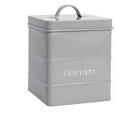 Harbour Housewares Metal Biscuit Tin - Grey - Vintage Retro Biscuit Barrel Canister Cookie Jar Kitchen Caddy Food Storage Box Container with Tight Fit Lid for Kitchen Organisation & Home Décor