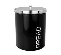 Harbour Housewares Metal Bread Bin - Black - Round Retro Bread Tin Canister Storage Jar Kitchen Caddy Food Storage Box Container with Airtight Lid for Kitchen Organisation & Home Décor
