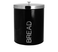 Harbour Housewares Metal Bread Bin - Black - Round Retro Bread Tin Canister Storage Jar Kitchen Caddy Food Storage Box Container with Airtight Lid for Kitchen Organisation & Home Décor