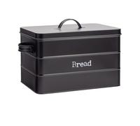 Harbour Housewares Metal Bread Bin - Black - Vintage Retro Bread Tin Canister Storage Jar Kitchen Caddy Food Storage Box Container with Tight Fit Lid for Kitchen Organisation & Home Décor