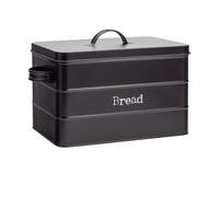 Harbour Housewares Metal Bread Bin - Black - Vintage Retro Bread Tin Canister Storage Jar Kitchen Caddy Food Storage Box Container