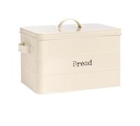 Harbour Housewares Metal Bread Bin - Cream - Vintage Retro Bread Tin Canister Storage Jar Kitchen Caddy Food Storage Box Container with Tight Fit Lid for Kitchen Organisation & Home Décor