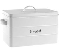 Harbour Housewares Metal Bread Bin - White - Vintage Retro Bread Tin Canister S