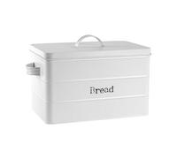 Harbour Housewares Metal Bread Bin - White - Vintage Retro Bread Tin Canister Storage Jar Kitchen Caddy Food Storage Box Container