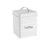 Harbour Housewares Metal Coffee Canister - White - Pack of 1 - Retro Kitchen Storage Grounded Coffee Caddy Preserve Food Tin Bin Container Jars Airtight Lid