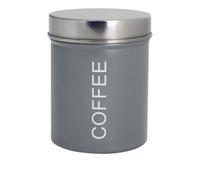 Harbour Housewares Metal Coffee Storage Canister - Grey - 1x Round Retro Food Storage Canister Coffee Caddy Food Preservation Container Tin with Airtight Fit Lid for Kitchen Organisation & Home Décor