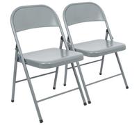 Harbour Housewares Metal Folding Chairs - Matt Grey - Pack Of 2