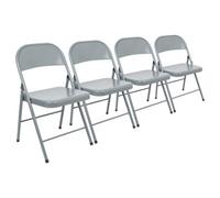 Harbour Housewares Metal Folding Chairs - Matt Grey - Pack Of 4
